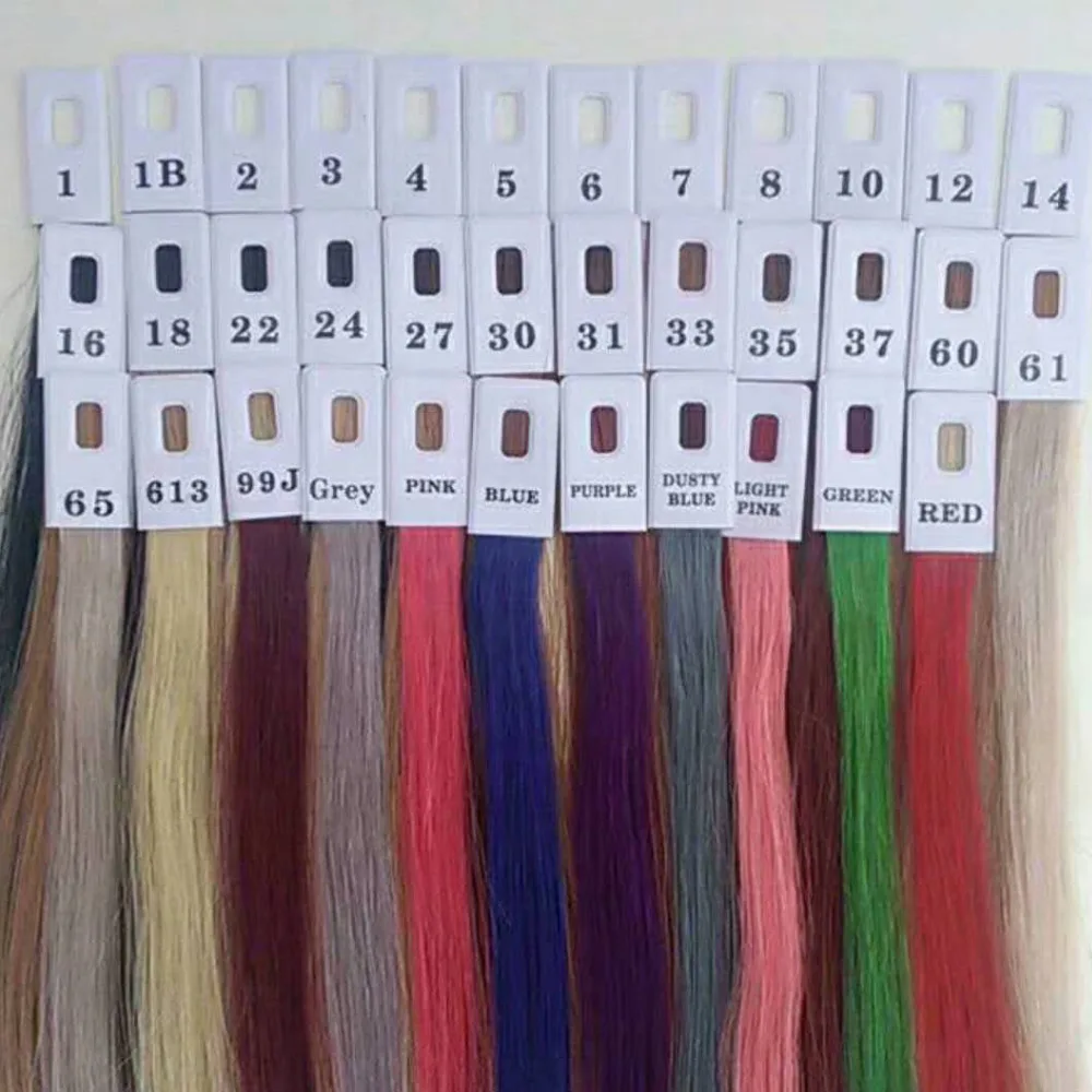 35 colors human hair color ring for all kinds of hair extensions color chart for tape, tip hair extensions