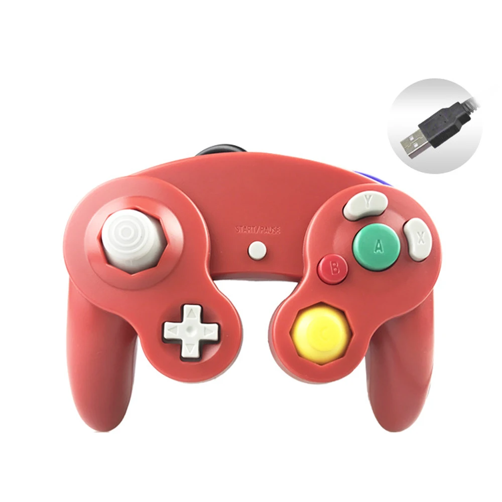 Contrôleur de jeu filaire avec Interface USB 4 couleurs, manette de jeu avec pilote de disque pour jeux PC, pas pour NGC