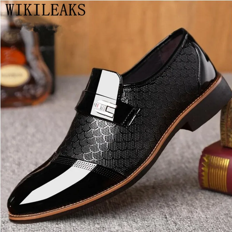 Men Shoes Pointed Toe Dress Shoes Men Loafers Patent Leather Oxford Shoes For Men Formal Mariage Wedding Shoes Zapatos Hombre image 2