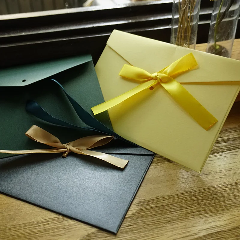 10pcs/set Vintage Ribbon Kraft Blank Paper Envelopes Wedding Invitation Envelope /Gift Envelope/12 Colors Drop Shipping