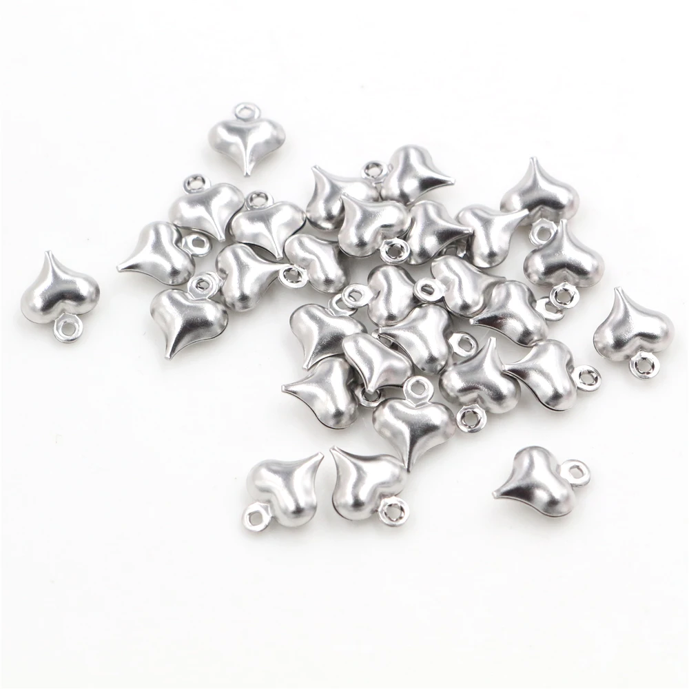 

30pc/lot 10x8mm Heart Charms 316 Stainless Steel Heart Cute for necklace pendant charms diy jewelry making-R5-41