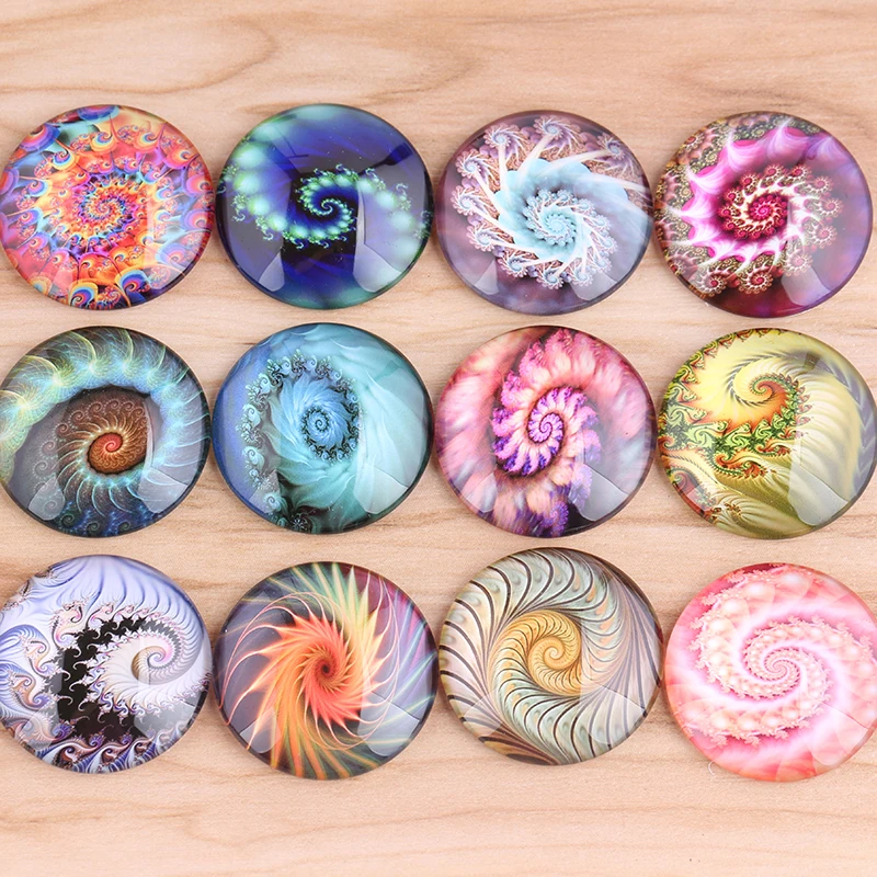 onwear mix fractals swirl photo round glass cabochon 12mm 18mm 20mm 25mm 30mm diy flat back handmade jewelry accessories