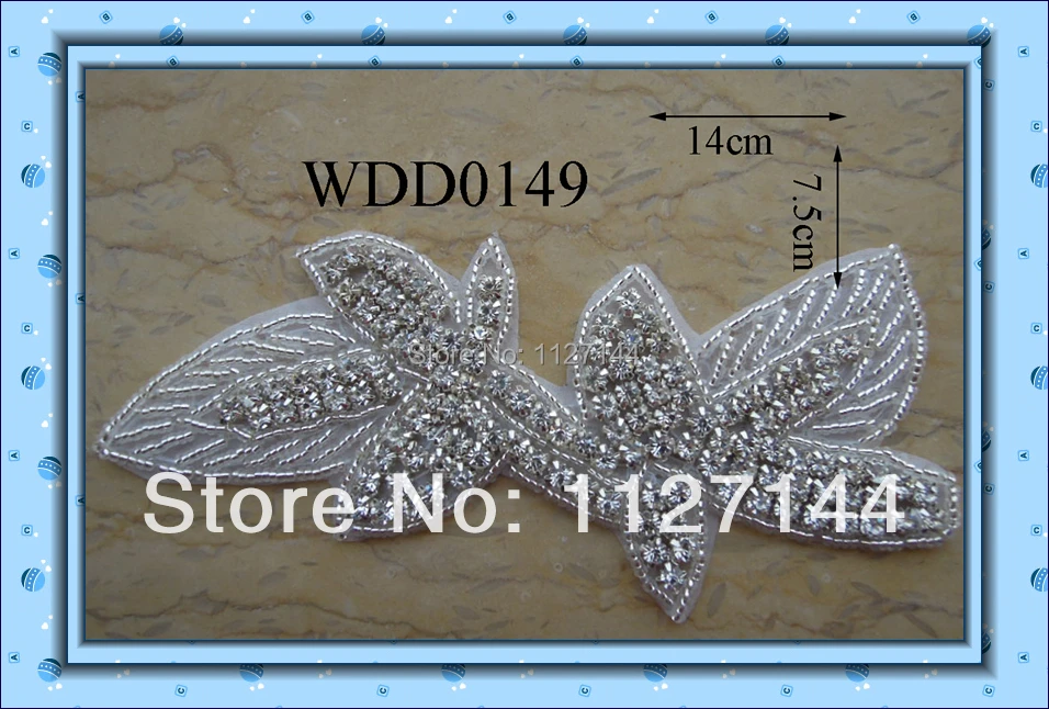 bridal beaded rhinestone applique for wedding evening dress iron on WDD0149