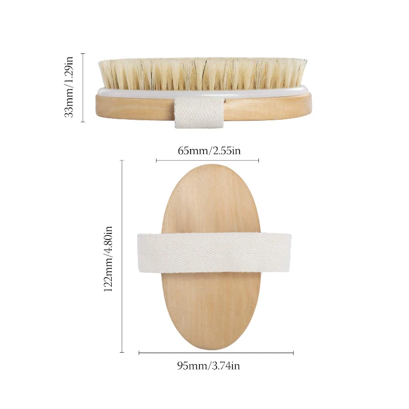 TREESMILE Bath Brush Wooden Body Bath Shower Bristle Brush SPA Body Brush Without Handle Wooden Body Massage Brush