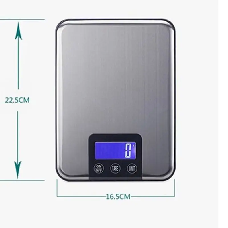 15KG 1g Large Kitchen Electronic Scales Max Capacity 15kg Digital Food Weight Balances Slim Stainless Steel Scale Touch Button