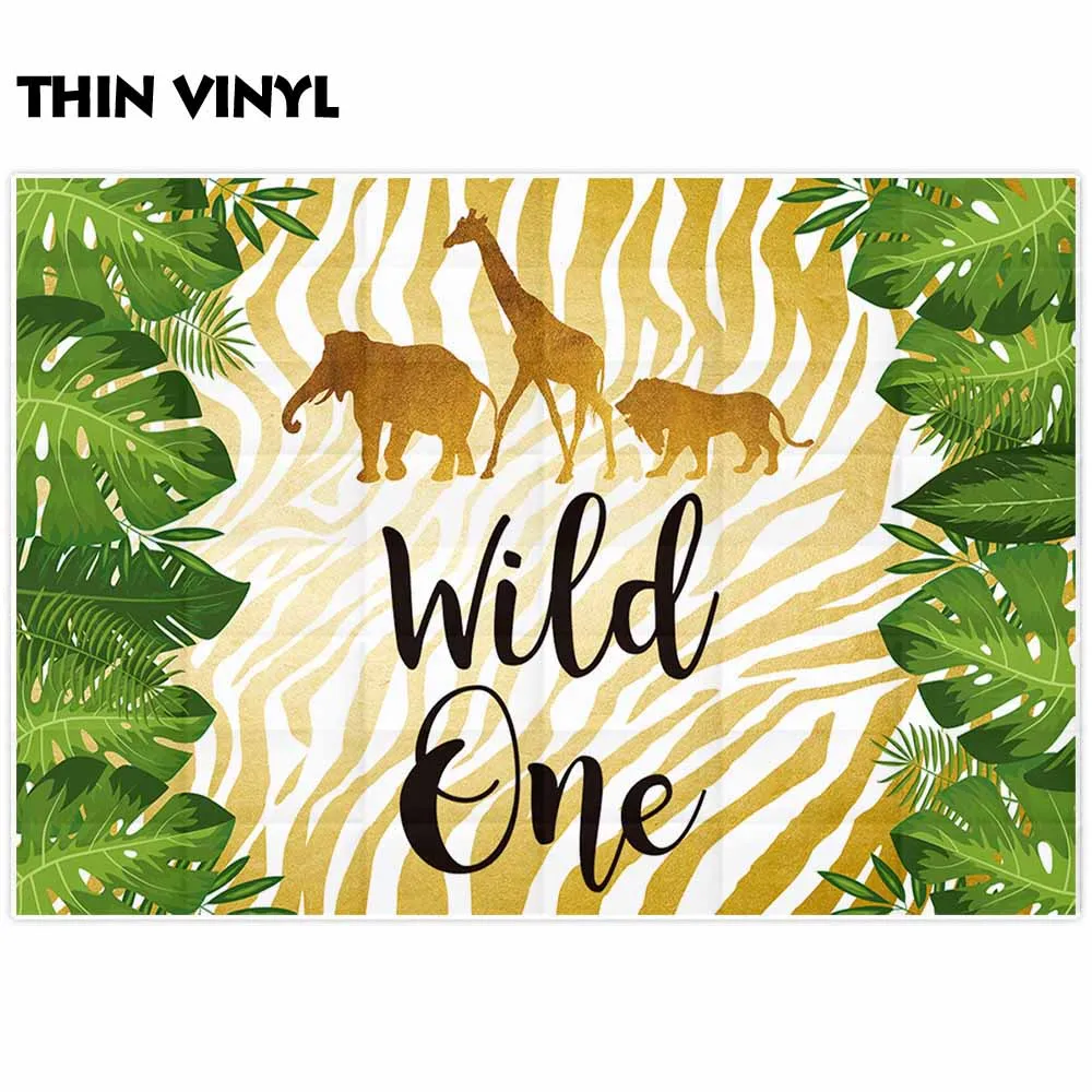 Фоны funnytree для фотостудии с животным узором wild one для вечеринки в стиле сафари фон с листьями фотобудка для фотосессии реквизит