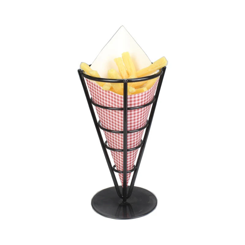 Popcorn Fiber Container Red Grid Paper Tube Fried Chicken and Fries Containers Creative Cone Shape  Bags  Printed Oil Paper Bags