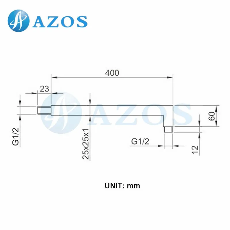 Mosiądz prysznic Arm z kołnierzem 15.7-Cal dotrzeć do łazienka kąpieli pod prysznicem System wymiany części 1/2-Cal IPS, polished Chrome SA004