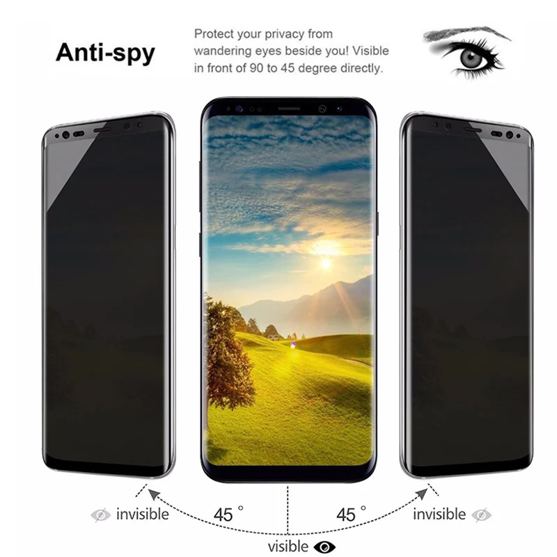 3D Privacy Anti Spy Tempered Glass For Samsung Galaxy S8 S9 S10e S10 S21 S22 S23 S24 Note 8 9 10 Plus 20 Ultra Screen Protector