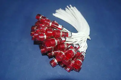 20 Pcs 220V AC  10mm RED Mini Neon Pilot Lights CYLINDRICAL Cap 18CM wire