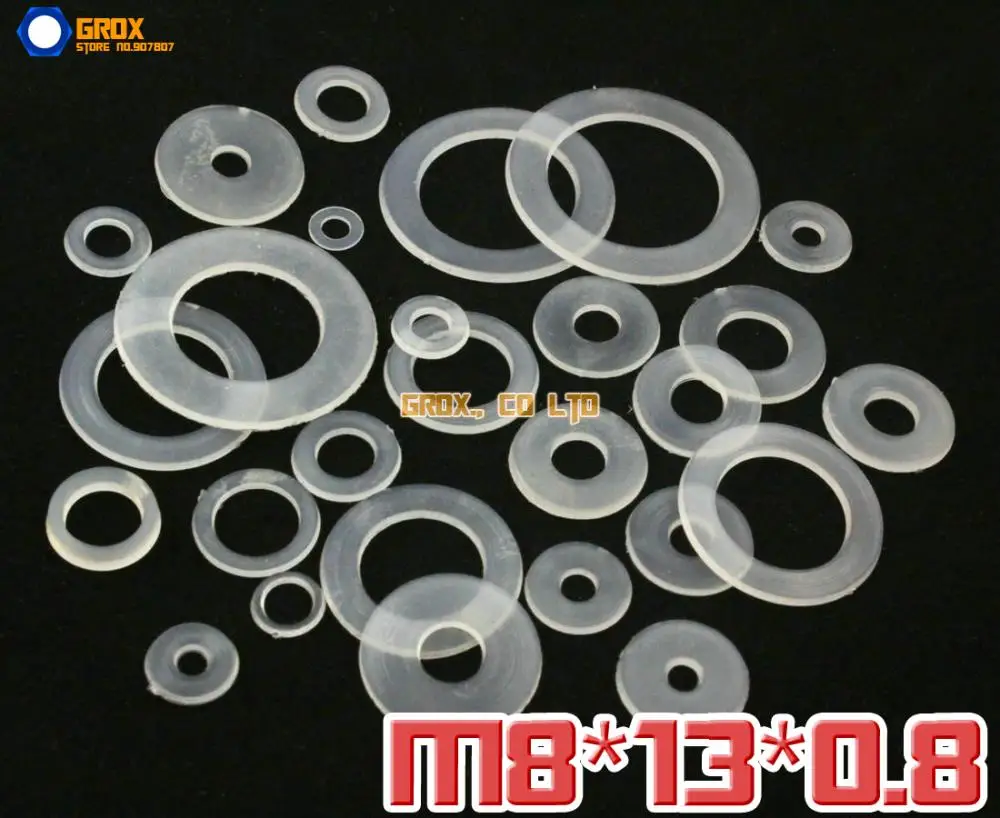 

500 Pieces M8 x 13 x 0.8mm Soft Nylon Flat Washer Insulation Washer