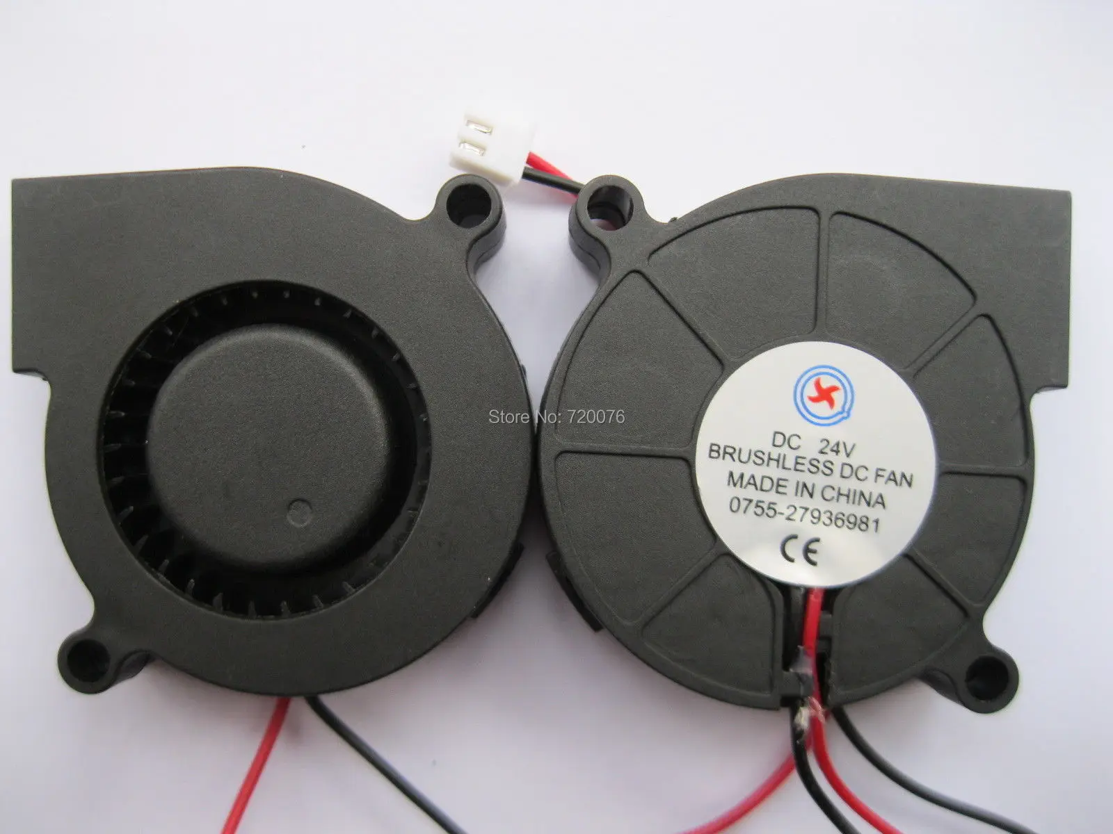 2 pcs Brushless DC Cooling Blower Fan 5015S 24V 50x50x15mm 2 Wires