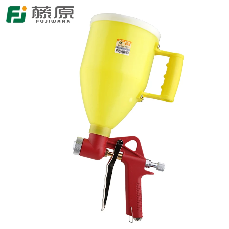 FUJIWARA Diatom Mud Lacquer Spray Gun 3-nozzles Hopper Gun Pneumatic Spraying Machine Relief Paint Spray Gun