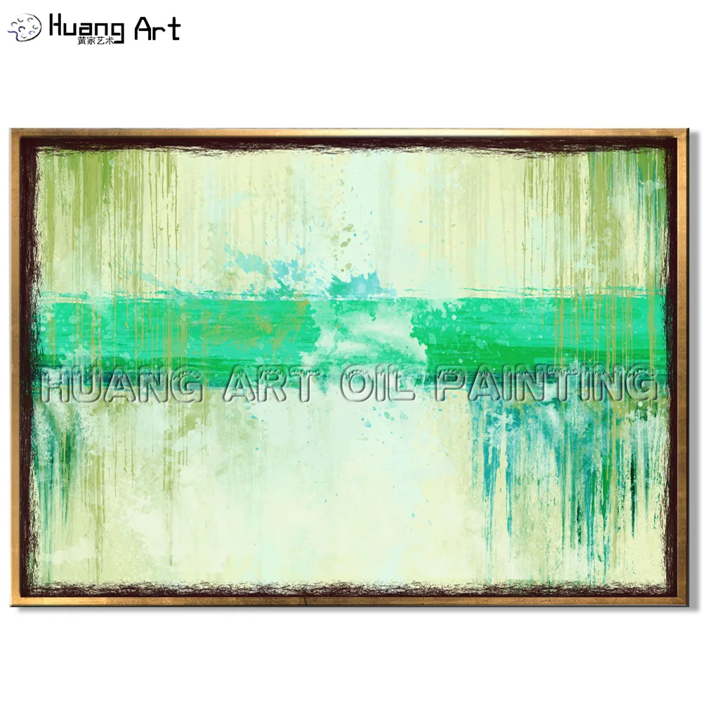 Original Handmade Modern Wall Art Oil Painting on Canvas Hand-Painted Modern Green Abstract Oil Painting for Living Room Decor