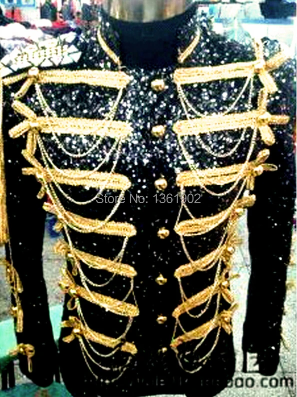 2019 Plus size fashion black men's ds dj singer dancer coat jazz show sequins slim jacket performance outerwear stage costume