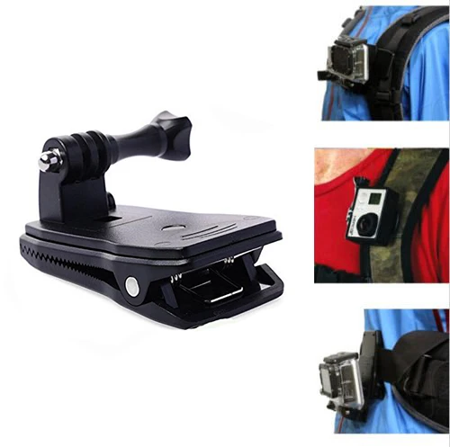 360 Degree Rotatable Backpack Travel Quick Release Clamp Cap Clip Hat Mount + Screws for Gopro HD Hero 6/5/ 4/3+/3 Sports Camera