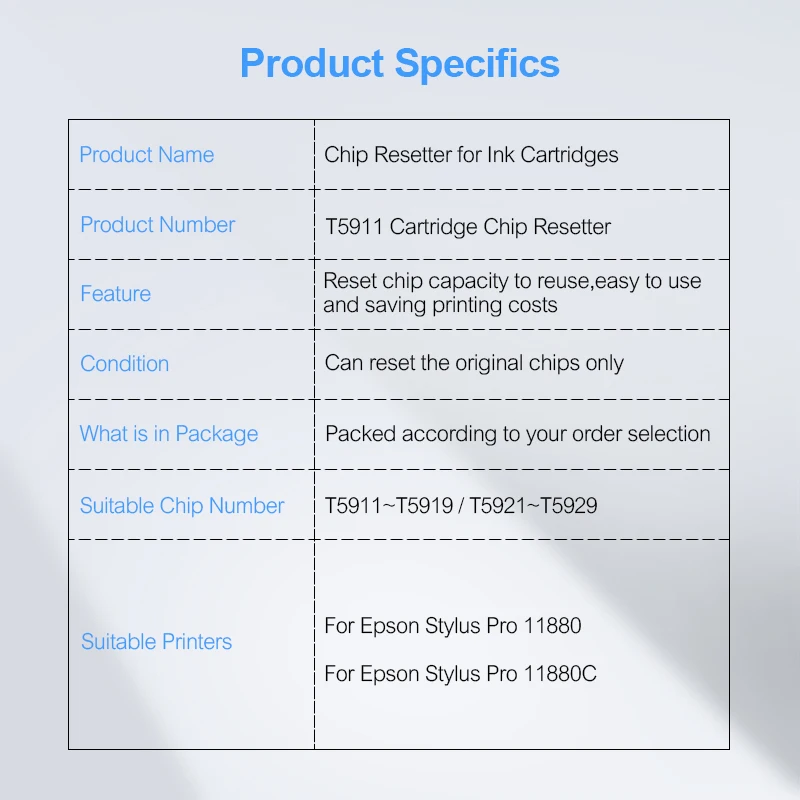 T5911-T5919 / T5921-T5929 Ink Cartridge Chip Resetter For Epson Stylus Pro 11880 11880C Printer Chip Resetter Reset For OEM Chip