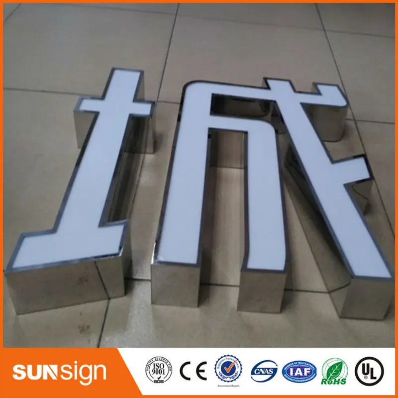 Custom stainless steel back water resistant advertising LED channel letters sign