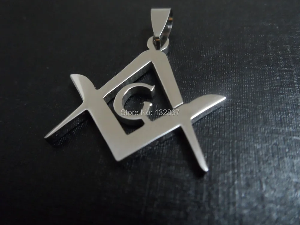 Lot 5pcs Stainless steel Jewelry Men's Masonic emblem charms Pendant Free Chain Both Polished