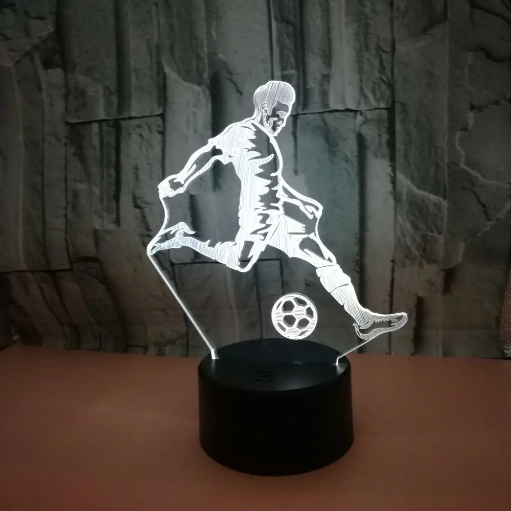 

Play Football 3d Light Visual Gifts Acrylic 3d Led Night Light Luminaria De Mesa Kids Lamp 7 color change 3D Lamp