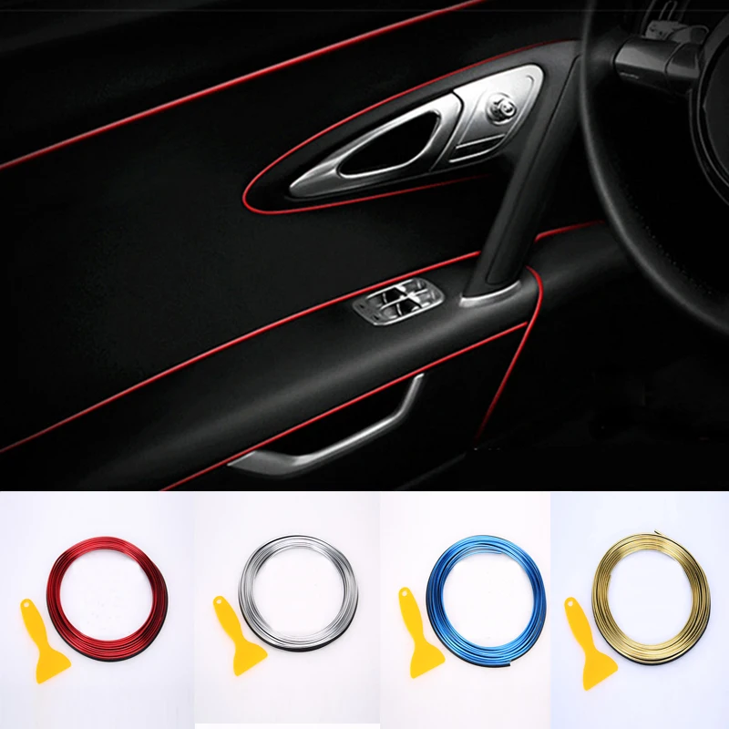 

Car Interior Decoration Strips Moulding Trim Dashboard Door Edge Universal For BMW Lada Car Accessories Strip Styling Sticker