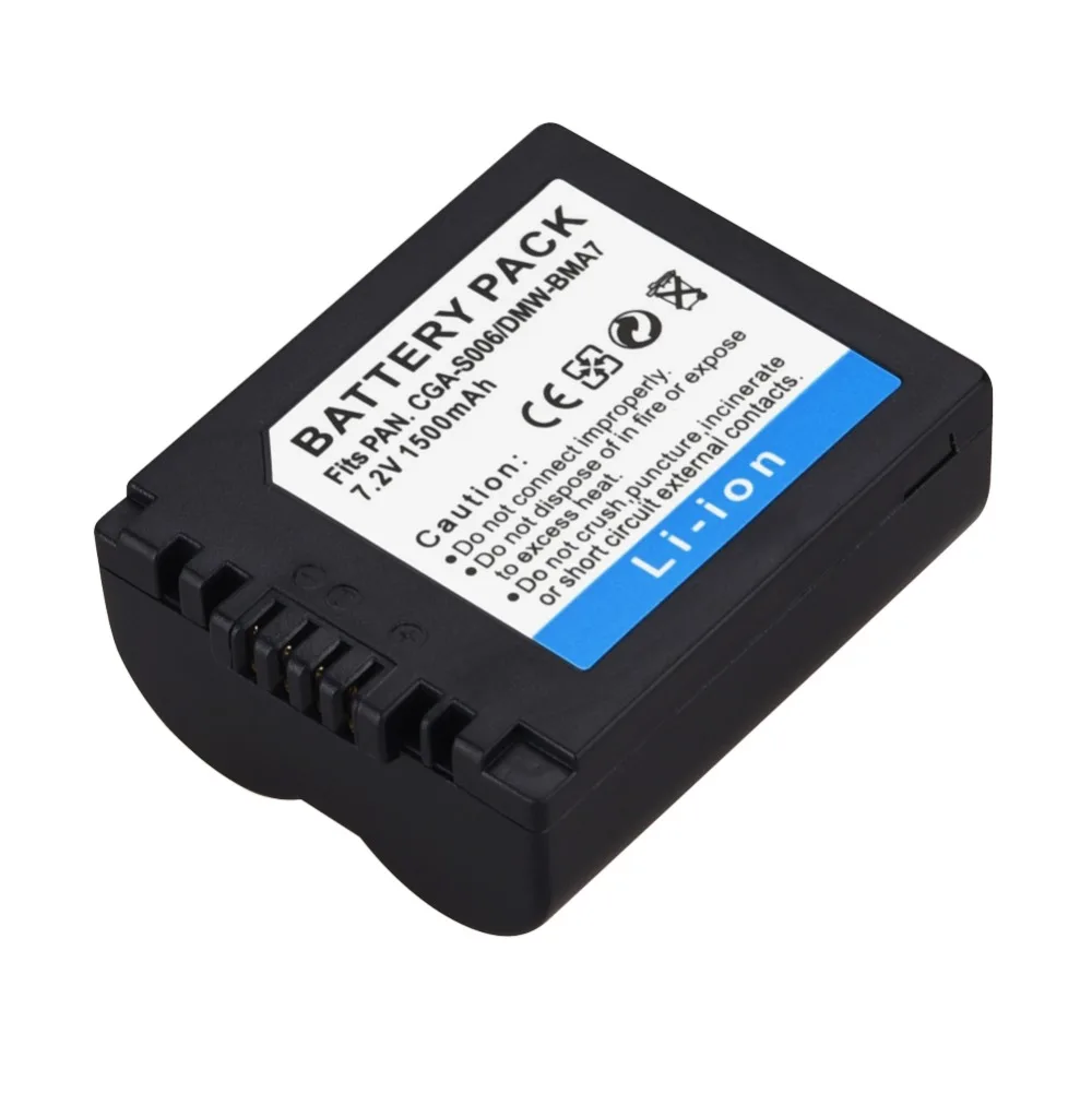 1500mAh Battery for Panasonic Lumix CGA-S006 DMW-BMA7 CGR-S006E Camera Replacement Battery For Panasonic Lumix DMC-FZ7 FZ8 FZ18