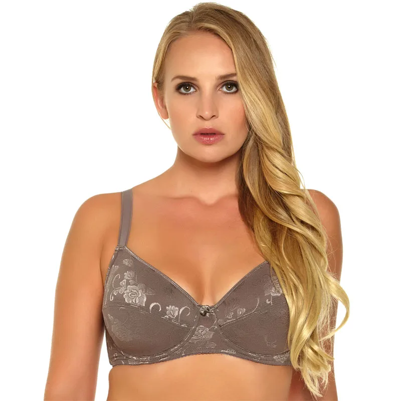 Sujetador con aros 113B para mujer, bralette de Color negro y gris con copa de gran tamaño, estilo diario 36 38 40 42 44 D DD DDD E F, 2019