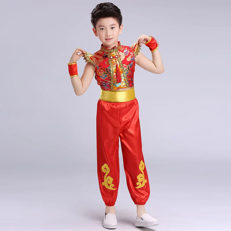 New style children's martial arts clothing boys and girls Chinese style drums clothing opening dance show performance clothing