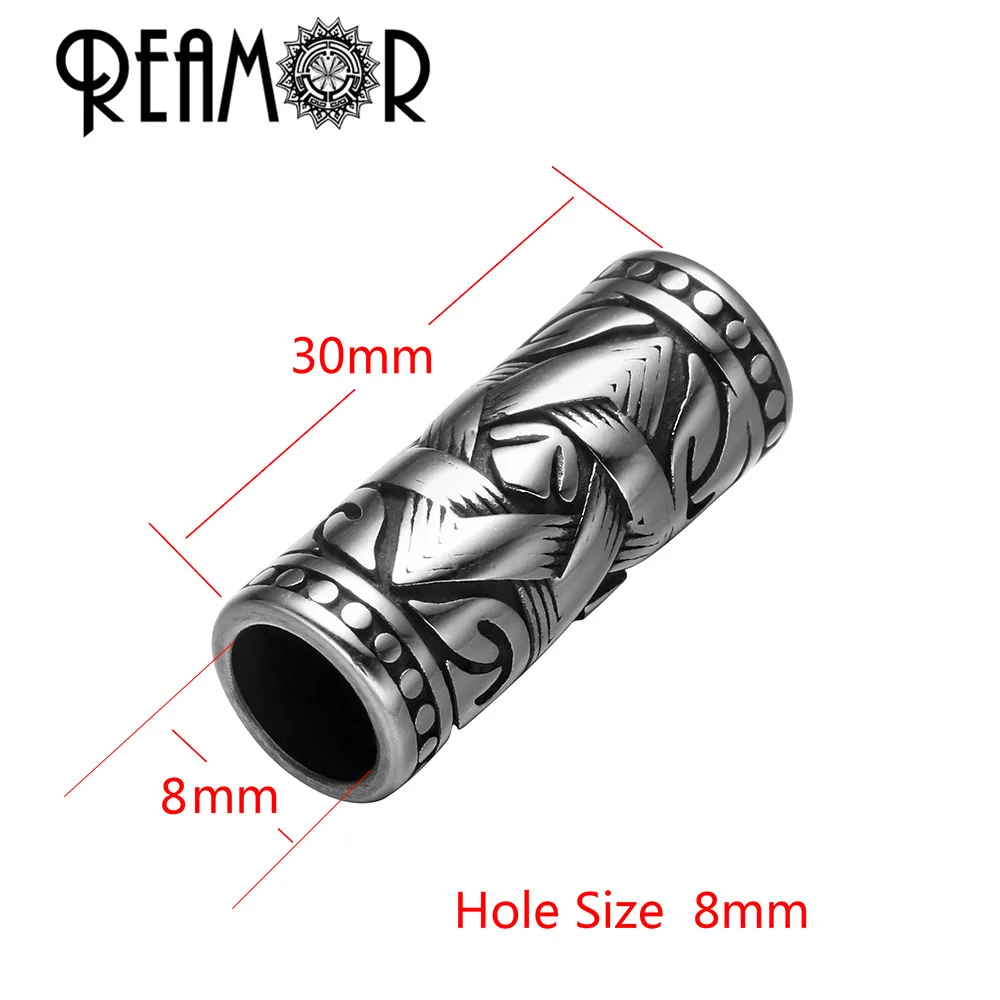 REAMOR 3pcs 6/8mm 316L Stainless steel David Star Big Hole Tube Beads for Bracelet Necklace DIY Jewelry Making Wholesale