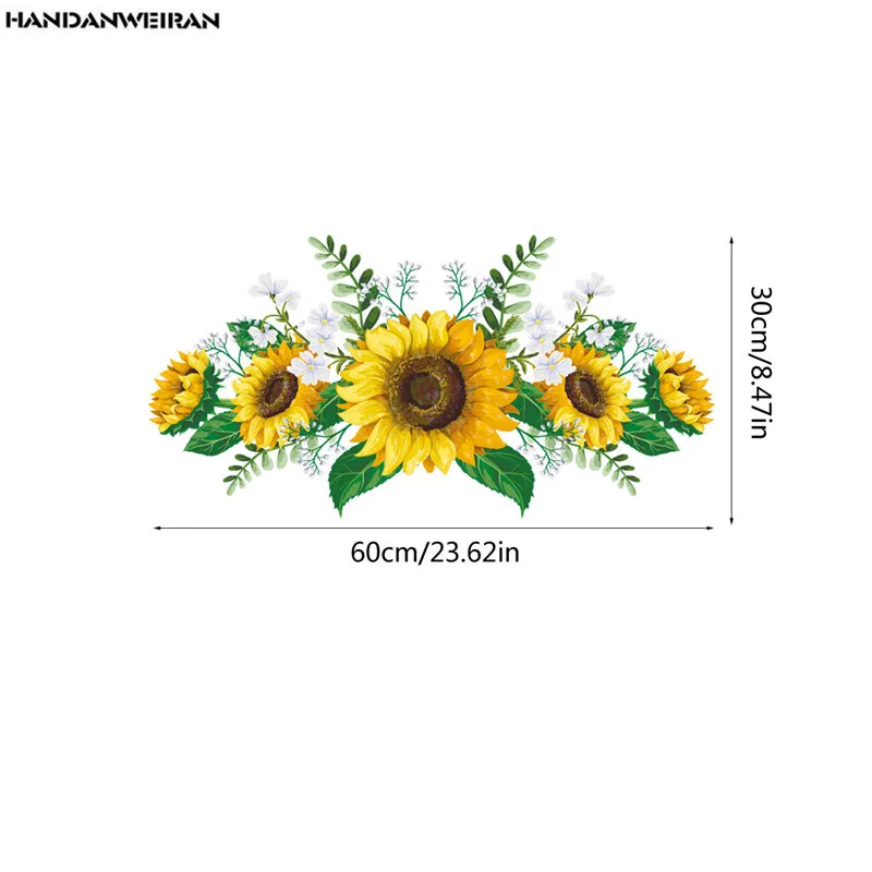 1PCS Removable Sunflower Wall Sticker Kitchen Waterproof Decals Wall Stickers For Kids Room Living Room Bedroom Home Decoration