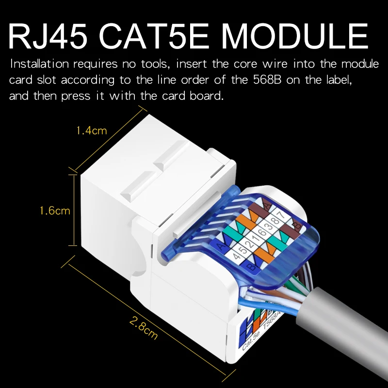 CNCOB Cat5e tool-free installation module cat5e network module rj45 cable crystal head socket computer communication information