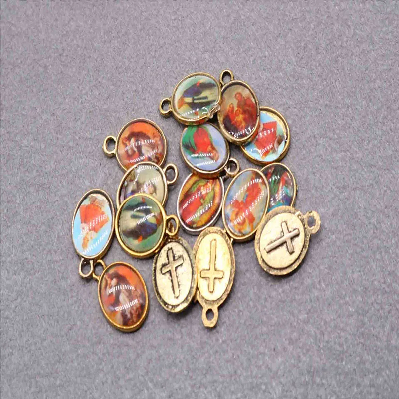100 pieces of religious icons amulet various Jesus icons handmade medals day charm handmade jewelry DIY accessories