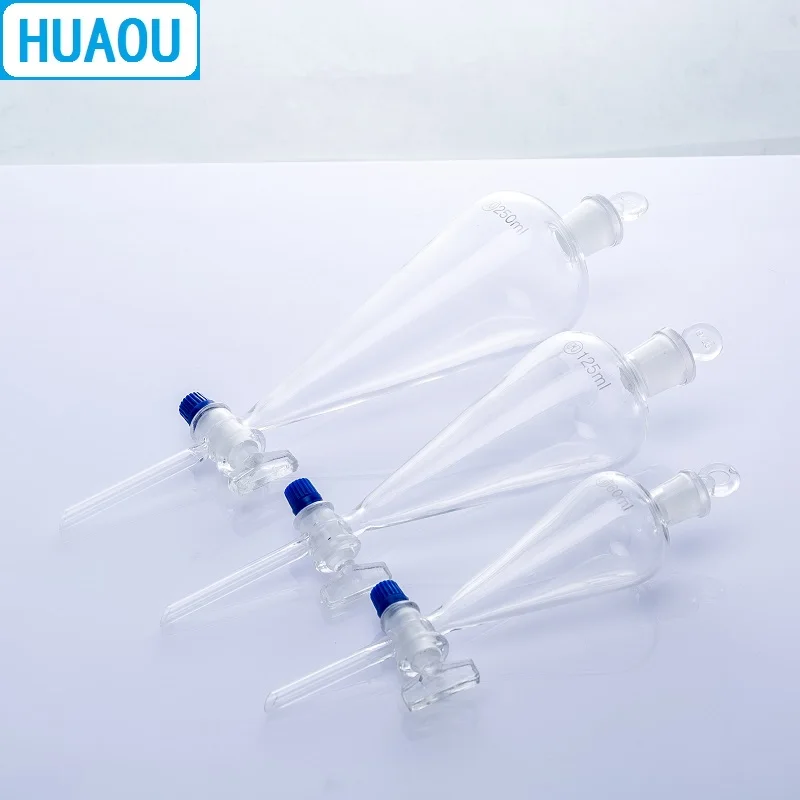 HUAOU 2000mL Seperatory Funnel Pear Shape with Ground in Glass Stopper and Stopcock Laboratory Chemistry Equipment