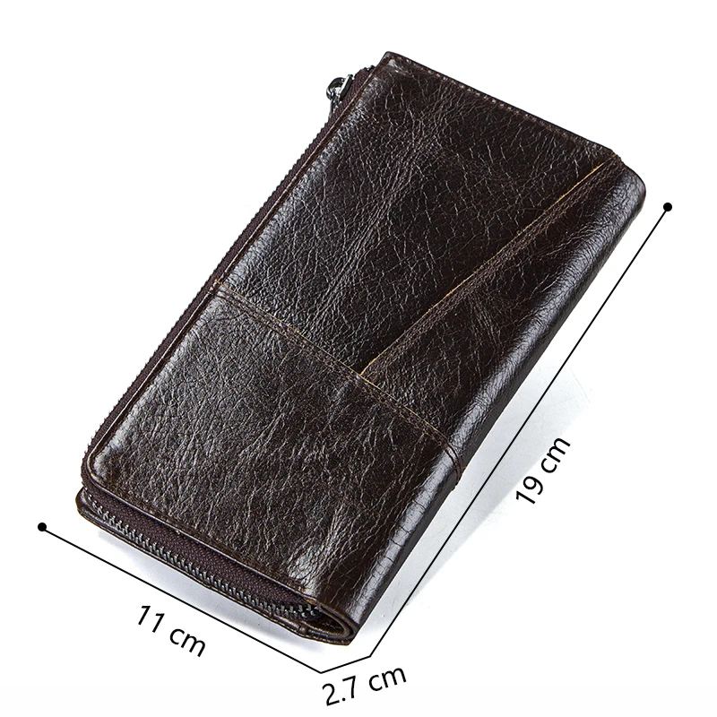 Contact's Brand Designer 100% Genuine Cow Leather Clutch Wallets Purse Card Holder Vintage Wallet Men with Coin Purse Pocket