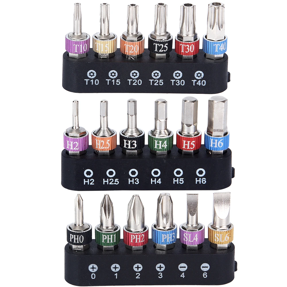 19Pcs/Set Magnetic Screwdriver Bit Set - 1/4" Hex Shank S2 Steel Bits (Philips/Slot/Hex/Torx) with Adjustable Wrench,Tool Kit