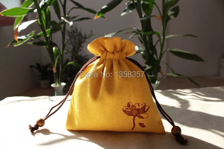 

100pcs/lot wholesale jute/linen/flax drawstring gift bags for cosmetic/cereal/wilget packaging,Size be customized,Various colors