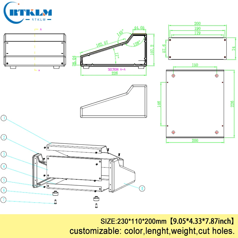 DIY Elektrische Gehäusebox aus Eisen 230x110x200mm Projektgehäuse Elektronische Verteilerdose für Hausautomation – Detail 3
