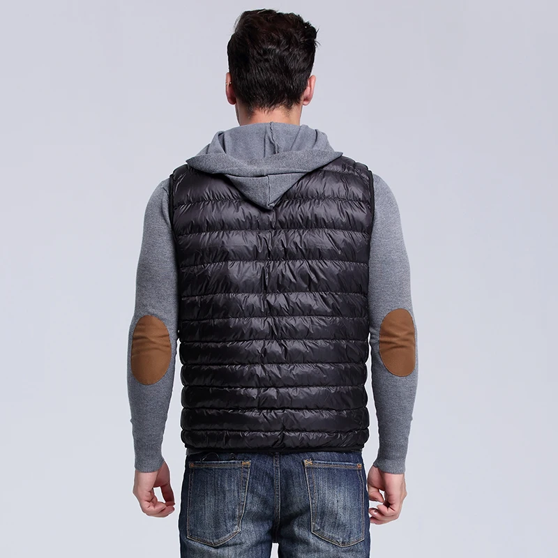 New Mens Down Vest Coats Sleeveless Jackets 90% Duck Down Short Slim Down Vest Stand Neck Jacket for Male