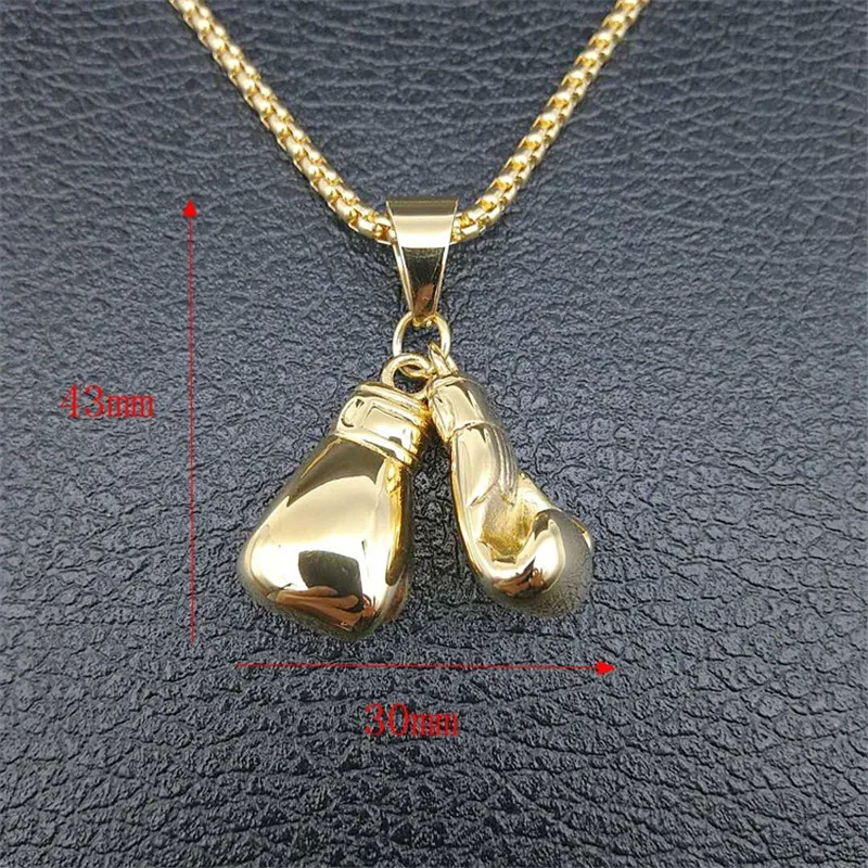 Hip Hop Pair Boxing Glove Pendants Necklaces For Men Gold Color Stainless Steel Necklace Male Hiphop Jewelry Dropshipping