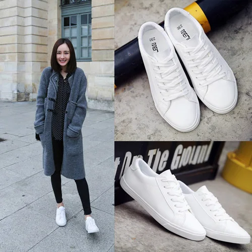 Sneakers Lace With White Shoes Soman Flat Leather Canvas Shoes Sports Female White Skool Shoes Woman Flat Leather Shoes Female