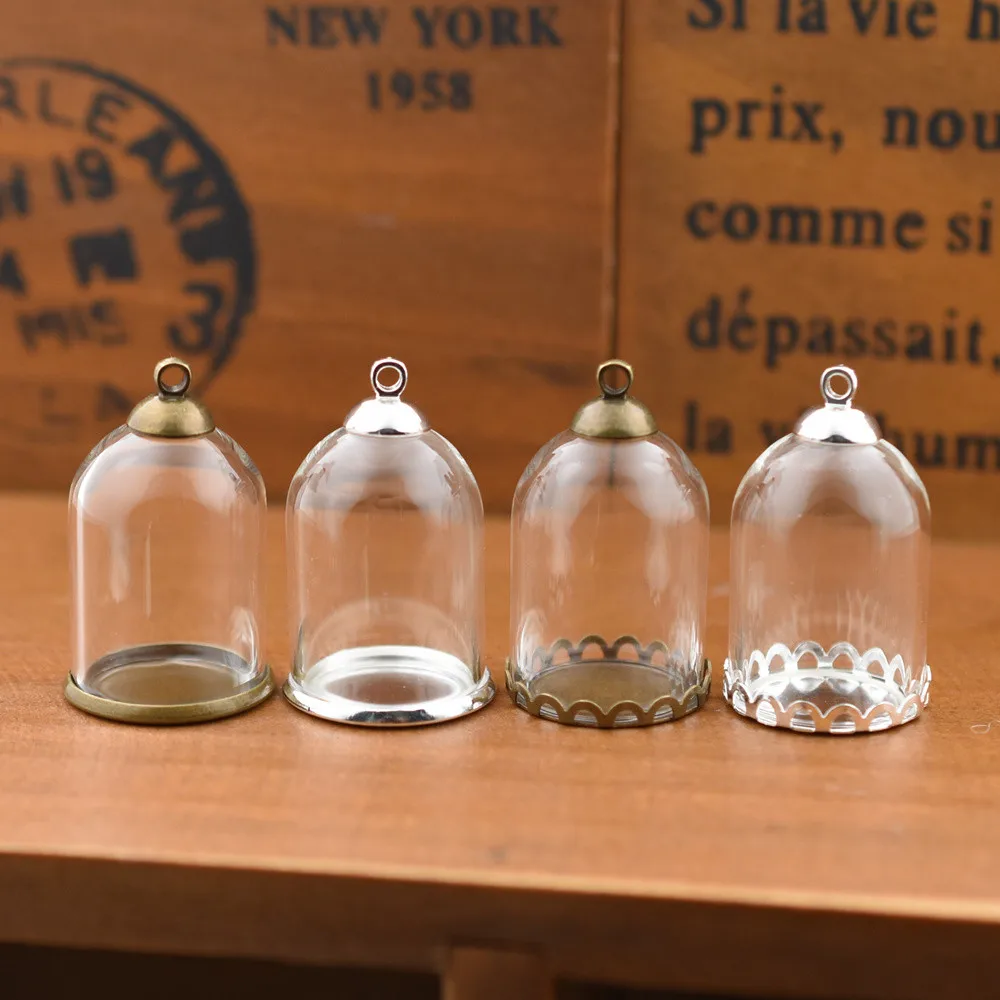 2pcs 25*18mm Hollow Tube Glass Jar Setting Base Beads Cap Glass Pendant Bottle Jewelry Findings Handmade DIY Materials