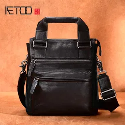 AETOO Handbag men's leisure multi-functional large capacity Shoulder Bag Messenger Bag top layer leather