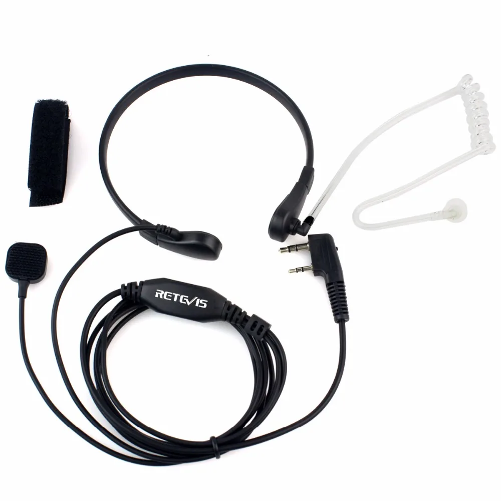 2Pcs Retevis Throat Mic หูฟังชุดหูฟัง PTT Walkie Talkie อุปกรณ์เสริมสำหรับ Baofeng UV 5R UV-82สำหรับ Kenwood สำหรับ TYT สำหรับ Puxing