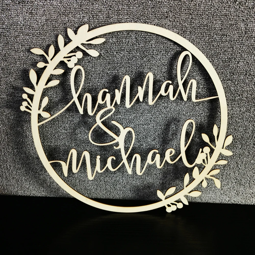 Custom Personalized Bride and Groom Name garland Shape Rural Wedding Wooden Table Decoration For Mr&Mrs Wedding Photo Props