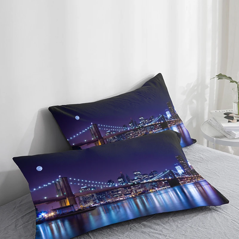 3D HD Pillow Case,Pillowcase 50x70/50x75/50x80/70x70,Decorative Pillow Cover Custom design,City night Bedding Drop Shipping