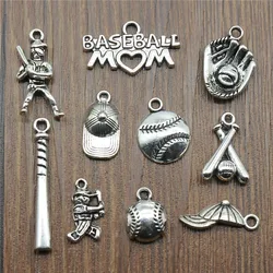 20pcs Baseball Charms Baseball Hat Pendants Jewelry Making Baseball Charms Antique Silver Color Sport Jewelry