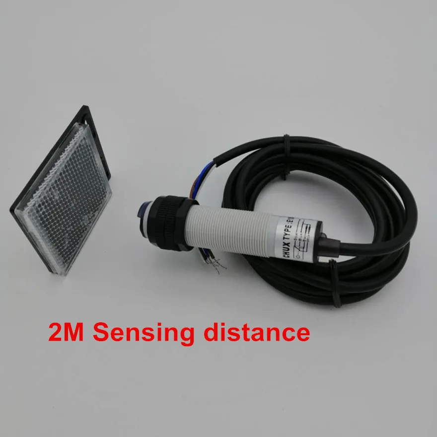 CHUX Reflector Photoelectric Sensor Pnp E3f E18-3b2pa Pb 3 Wire 2m Distance Mirror Type Infraid Switch