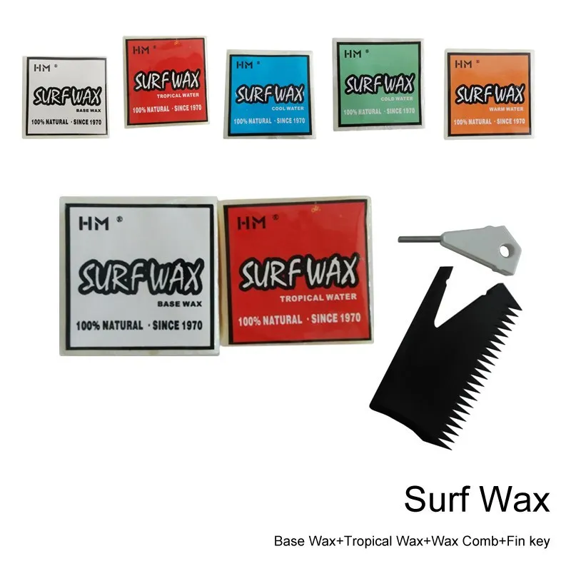 

Surfing Board Accessory, Anti-slip Base Wax, Fin Key, Wax Remove Comb, Warm, Cool, Cold, Tropical Water, Surf Wax, Water Sports