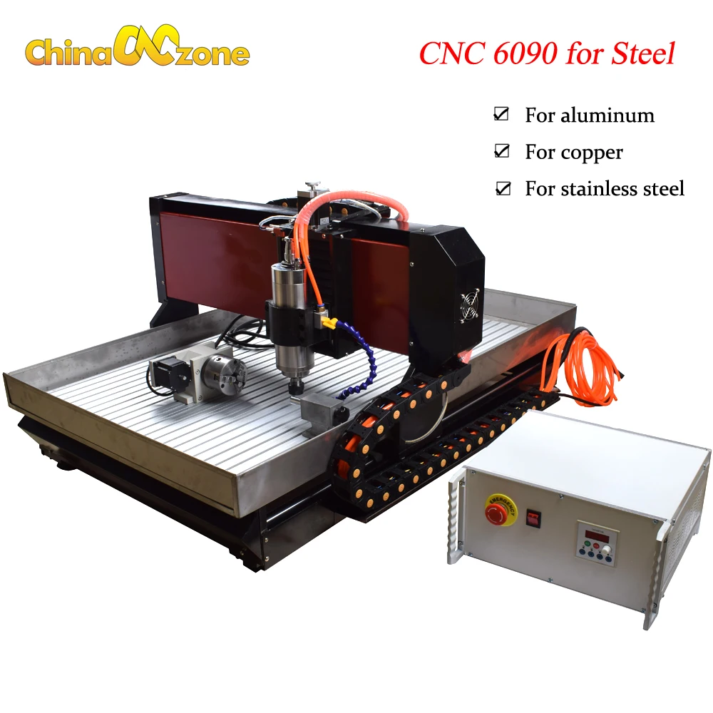 Steel Stucture CNC Router CNC 6090 4AXIS 2.2KW CNC milling carving engraving machine X/Y/Z linear Mach3 USB