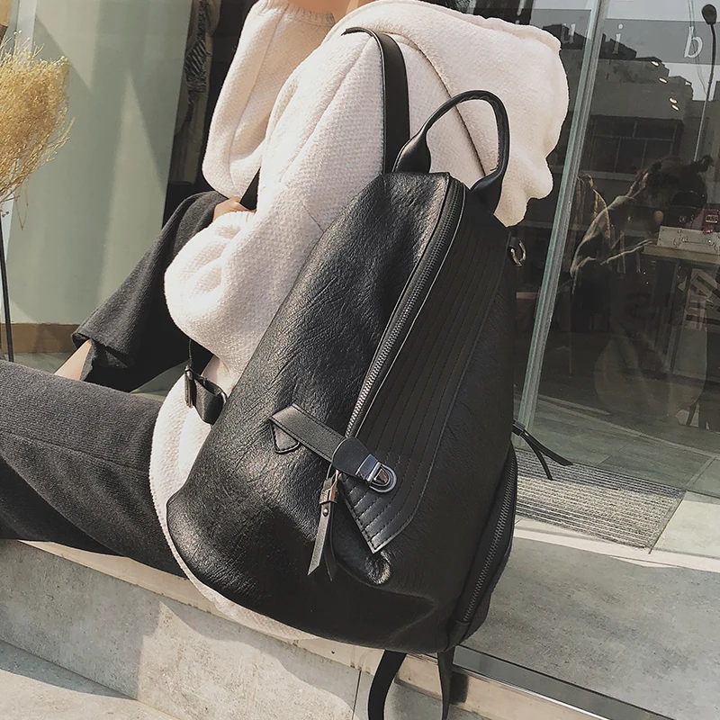 Women\'s Backpacks Fashion Women 2022 Bag  PU Leather Backpack Female Solid Coffee Color Gift Backpack Schoolbag For Girls 457